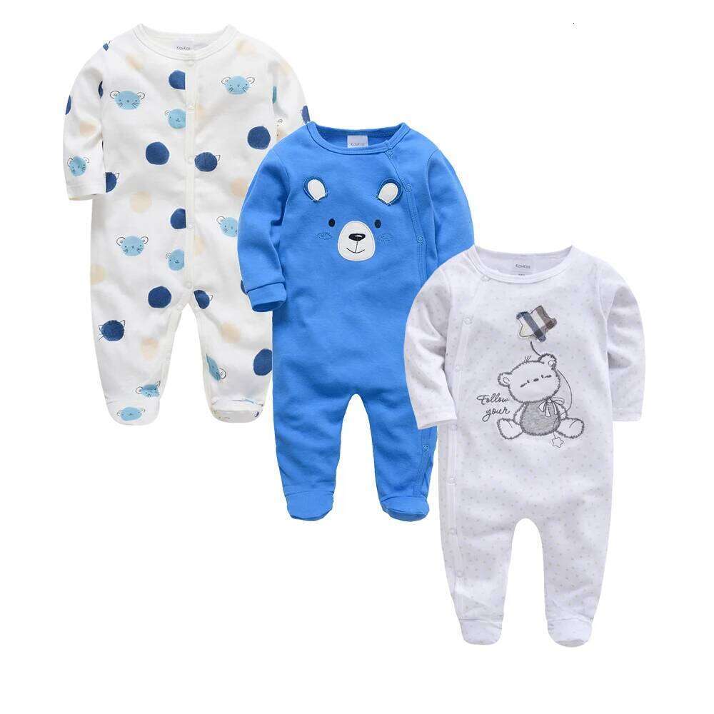 3 Pcs/lot 100% Cotton Baby Girls Clothes Set 0-12M Long Sleeve Newborn Boy Rompers Spring Autumn Carton Print Jumpsuit Z260304