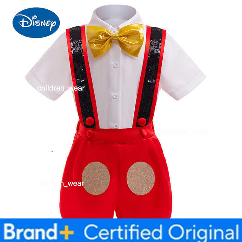 Disney Mickey Same Suit Boy Stage Performance Clothes Kids Panties Baby Short-sleeved Three-piece Set Christmas Costume Mickey Set H260305