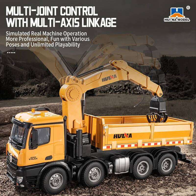 HUINA 1538 26-Channel 1:14 Alloy Semi-Alloy Remote Control Vehicle Grab Wood Dump Truck Construction Toy for kids Z260304