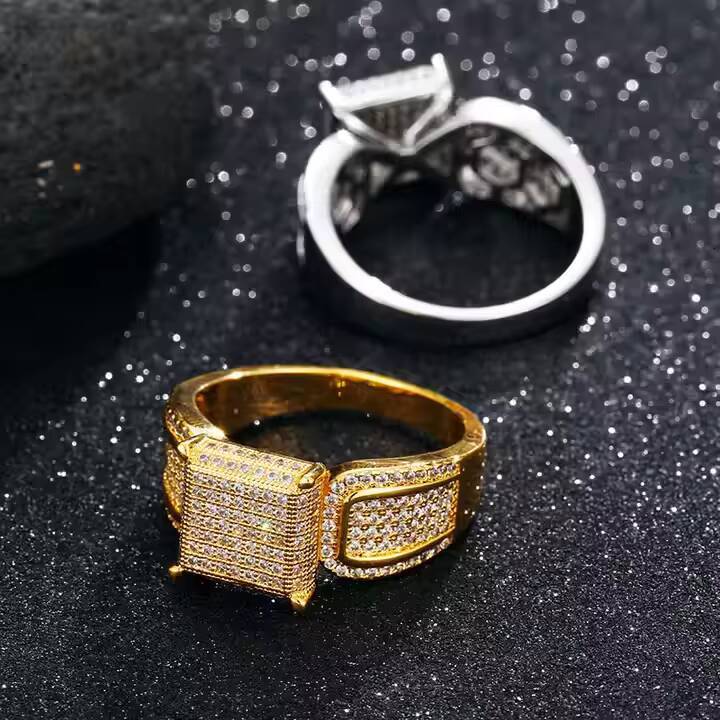 Mens Moissanite Diamond Hip Hop Rings For Wedding Engagement Trendy Fashion Jewelry