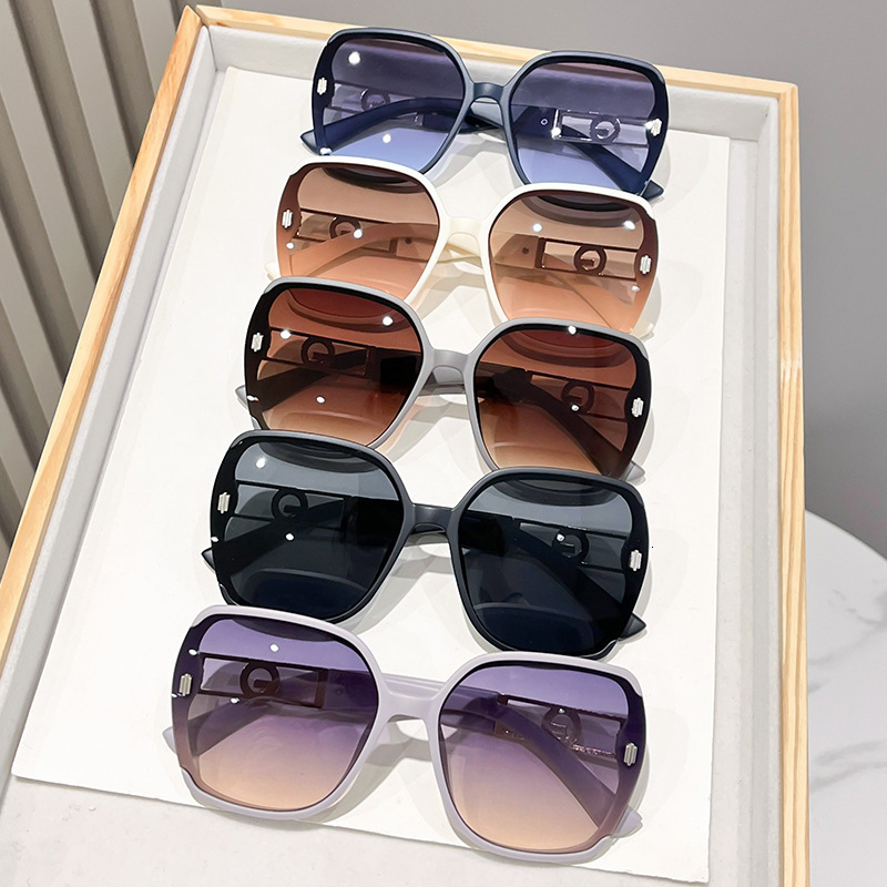 2026 New Designer Luxury Brand Large Frame Sunglasses Multi Functional Urban White Collar Women's Sunglasses UV Protection Thin Face High End Exp
