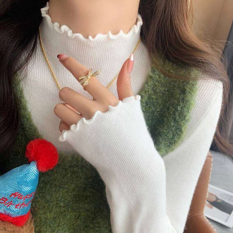 Knitted Pullovers New Long Sleeve Mock Neck Black Knit Sweater Pullover Women Tops Sweaters Sueters De Mujer Q1083 XJ260305
