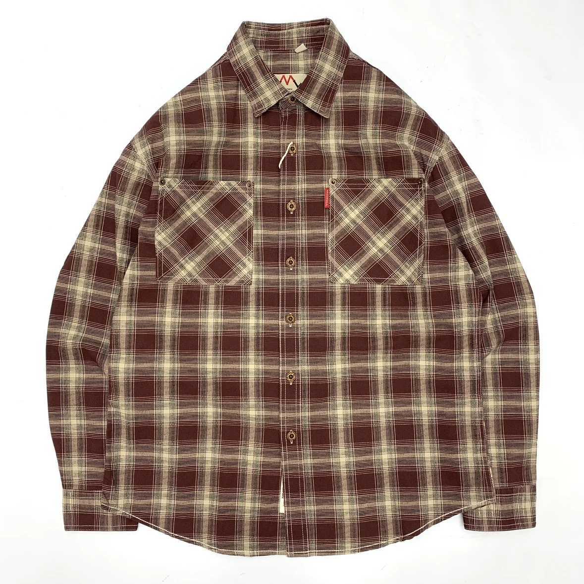 100 Cotton Retro Plaid Shirt Mens Loose Casual Long Sleeve Shirt M260305