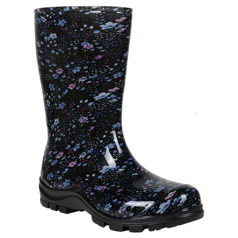 Kidmi Fashion Leisure Rubber For Anti-Slip New Mid Calf Printed Waterproof Shoes Durable Women Rain Boots