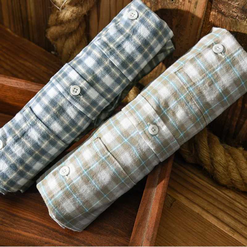 100 Cotton Shirts Grey Plaid Shirt For Men Korean 2022 Fall Casual Long Sleeve Pocket Tops Shirts M260305