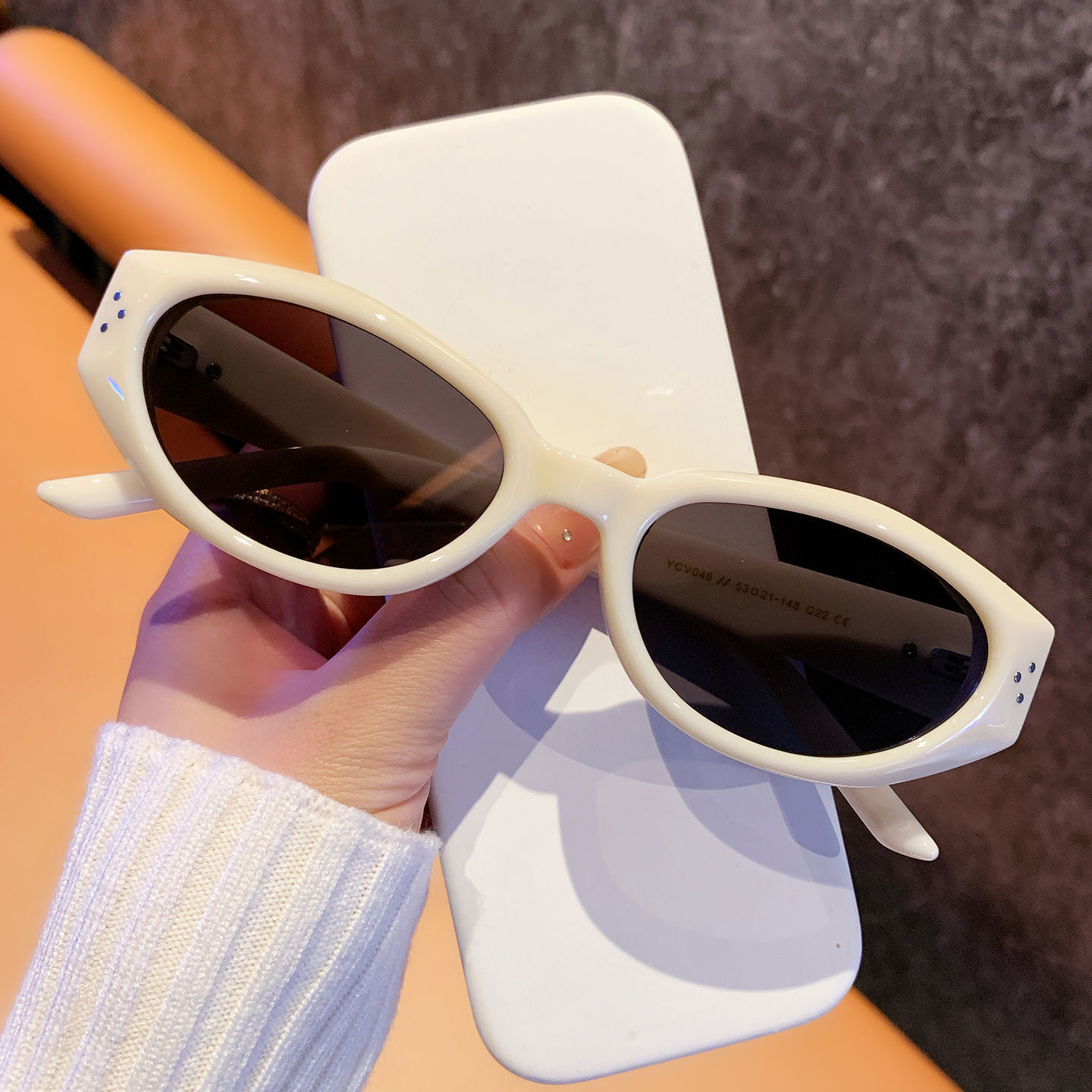 20266 New Designer Luxury Brand TR Small Frame Cat Eye Sunglasses Fashionable And Unique Retro High End Polarized Men's And Women's Sunglass