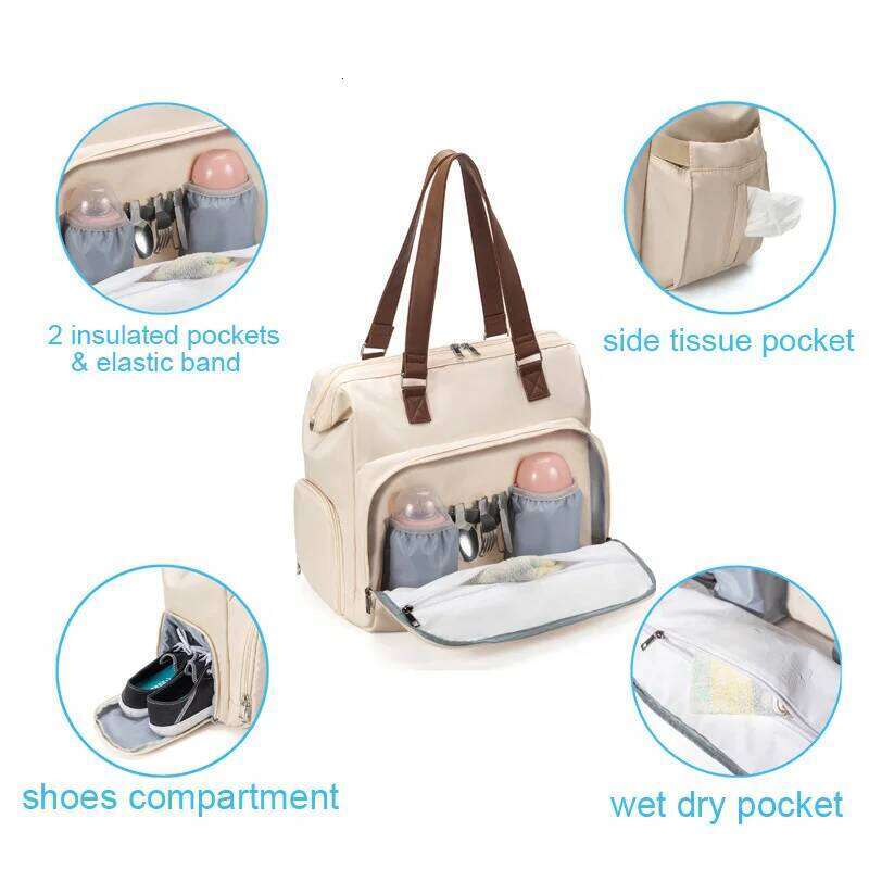 New Fashion Mommy Backpack for Outdoor Travel Baby Care Large Capacity Multifunctional Diaper Bag Nappy Organize Stroller Z260304