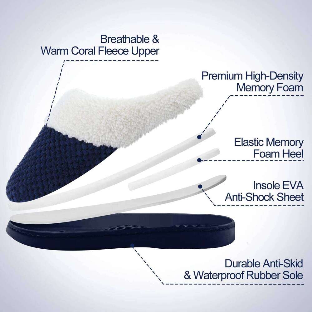 Kidmi Women's Fuzzy House Cozy Fleece Lined Winter Warm Slippers Unisex Indoor Non-slip Durable Waffle Fur Cotton Shoes