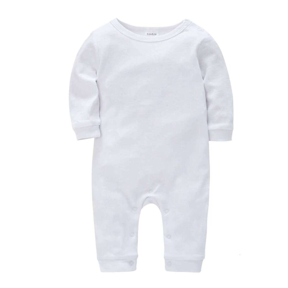Kavkas Spring Baby Boys Girls Clothes Romper Solid Colors Blank Plain Long Sleeve 100% Cotton Kids Outfit Footies Jumpsuit Z260304
