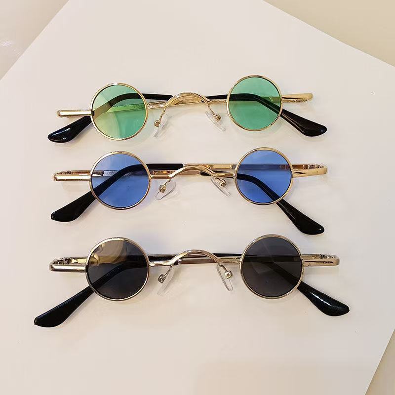 2026 New Designer Luxury Brand Ultra Small Circular Retro Sunglasses Mini Ins Circular Photo Frame Photo Glasses Unisex Sunglasses Punk Trend