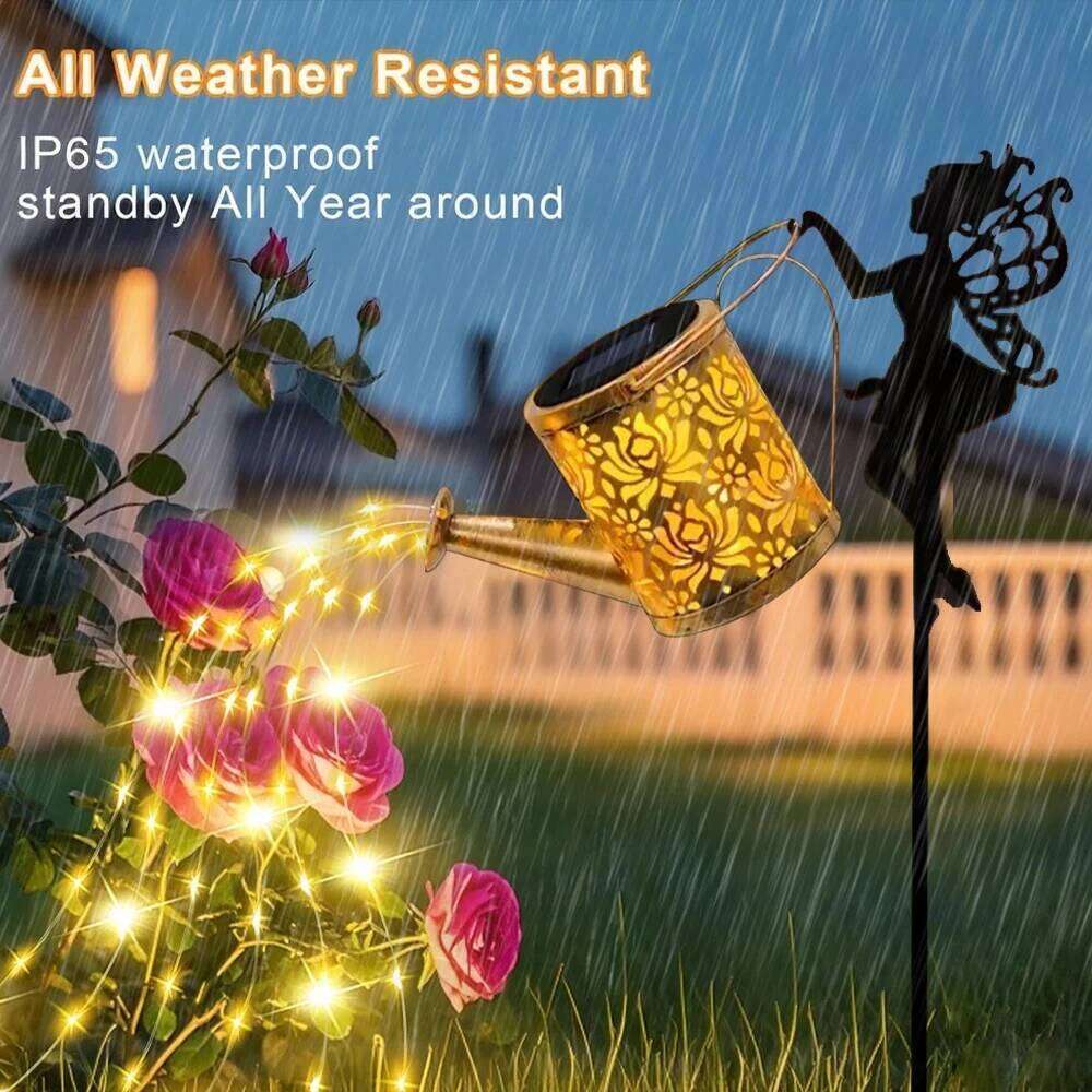 1PC Watering Can Lights Outdoor Courtyard Decorative Waterproof Hanging Solar Fairy Kettle Lamp for Garden Lawn Decor 26H0305