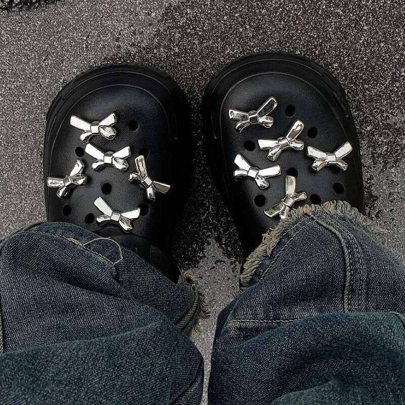 DIY Bow Knot Platform Clogs For Women Indoor Street Slippers Thick Sole Mixed Colors Home Beach Shoes Female Fashion Sandals