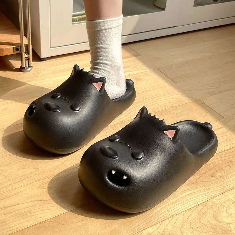 Summer Home Street Slippers For Women Men Cute Cartoon Dog Platform Shoes Soft EVA Slip-on Sandals Couples Indoor Beach Slides