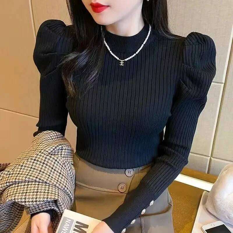 Women Autumn Winter Turtleneck Sweater Vintage Solid Basic Knitted Tops Casual Slim Pullover Korean Fashion Simple Chic Jumpers XJ260305