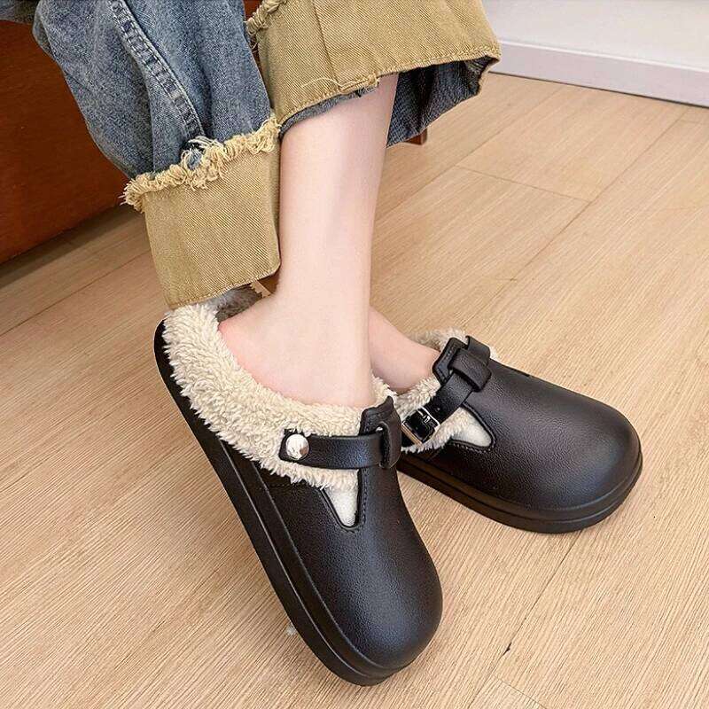 New Waterproof EVA Indoor Street Slippers For Women Winter Warm Shoes Thick Sole Soft Plush Female Home Daily Walking Slipper