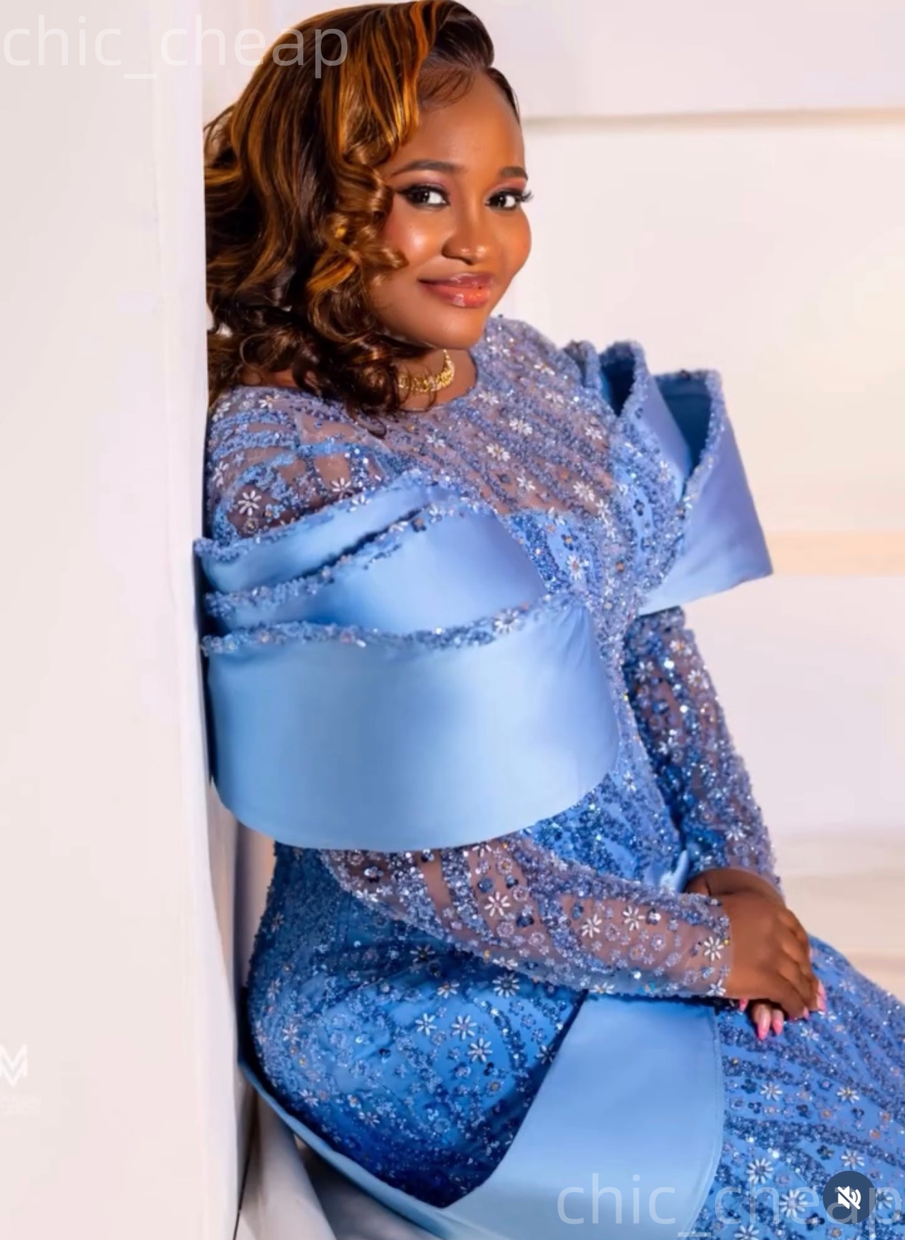 2026 plus size sky blue mermaid mother of bride dresses sequined lace full sleeves evening party mamas dress vintage 50s birthday wedding guest groom 