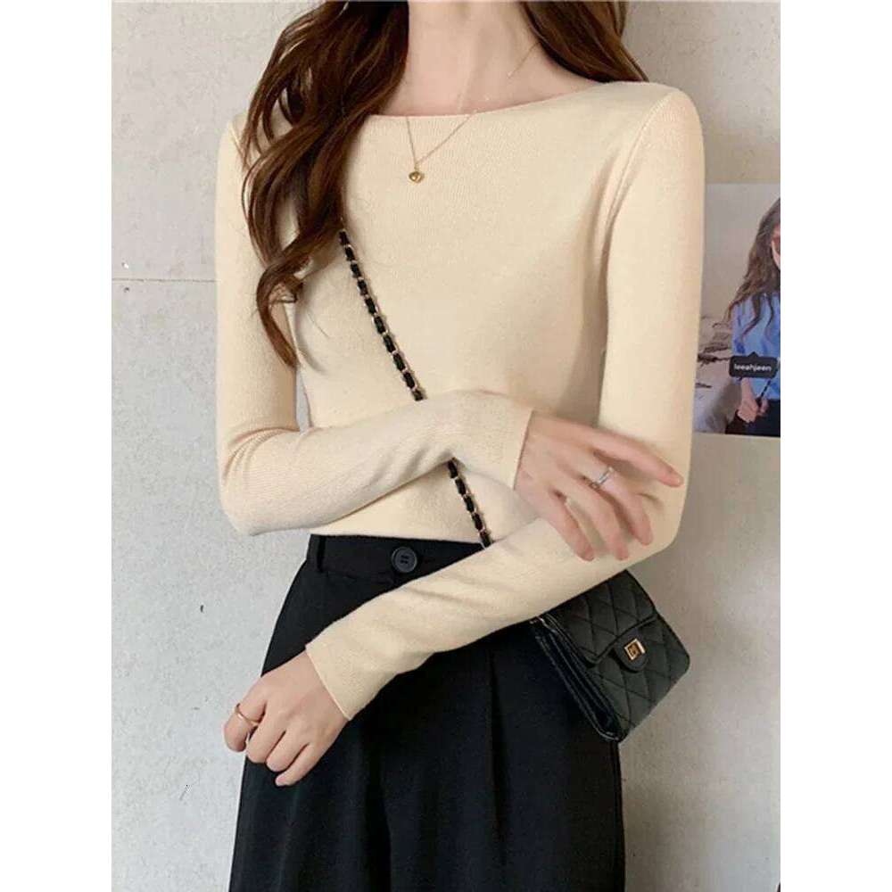 ITOOLIN Autumn Winter Women Sweaters Slash Neck Slim Knitted Pullovers chic Basic Solid Jumper Female Sweater Casual Jersey Tops XJ260305