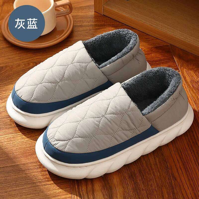 Kidmi Fuzzy Fur Winter Fluffy Warm Waterproof House Slippers Women Outdoor Fashion Thick Sole Furry Slipper