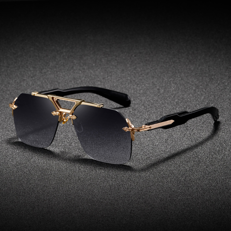 2026 New Designer Luxury Brand Metal Double Bridge Large Frame European And American Driving Sunglasses Street Fashion Instagram Style