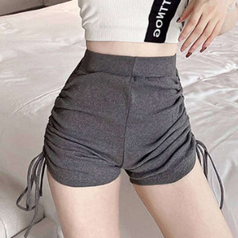 Shorts Women Soft Skinny Folds High Elastic Waist Jogger Young Teens Summer Ulzzang Casual Femme Trousers All-match Solid Simple XJ260305