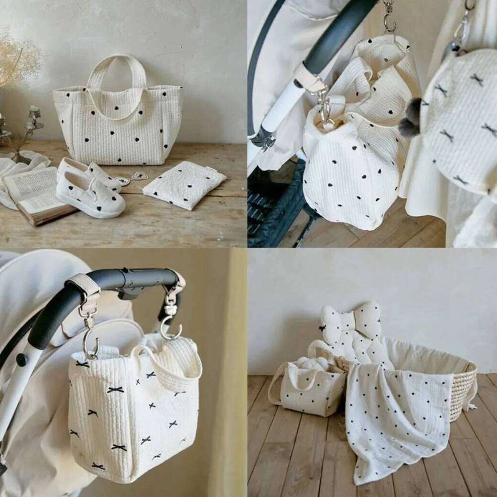 Korean Ins Outing Tote Portable Children's Pure Cotton Stroller Washable Large Capacity Single Room Mommy Bag Z260304