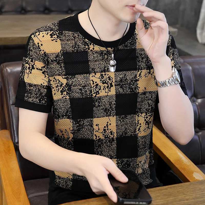 Plaid Letter Print Short Sleeve Mens T Shirts Designer Tees Round Neck Oversized Tops Men Oversize Fashion T-Shirts Tops M260305