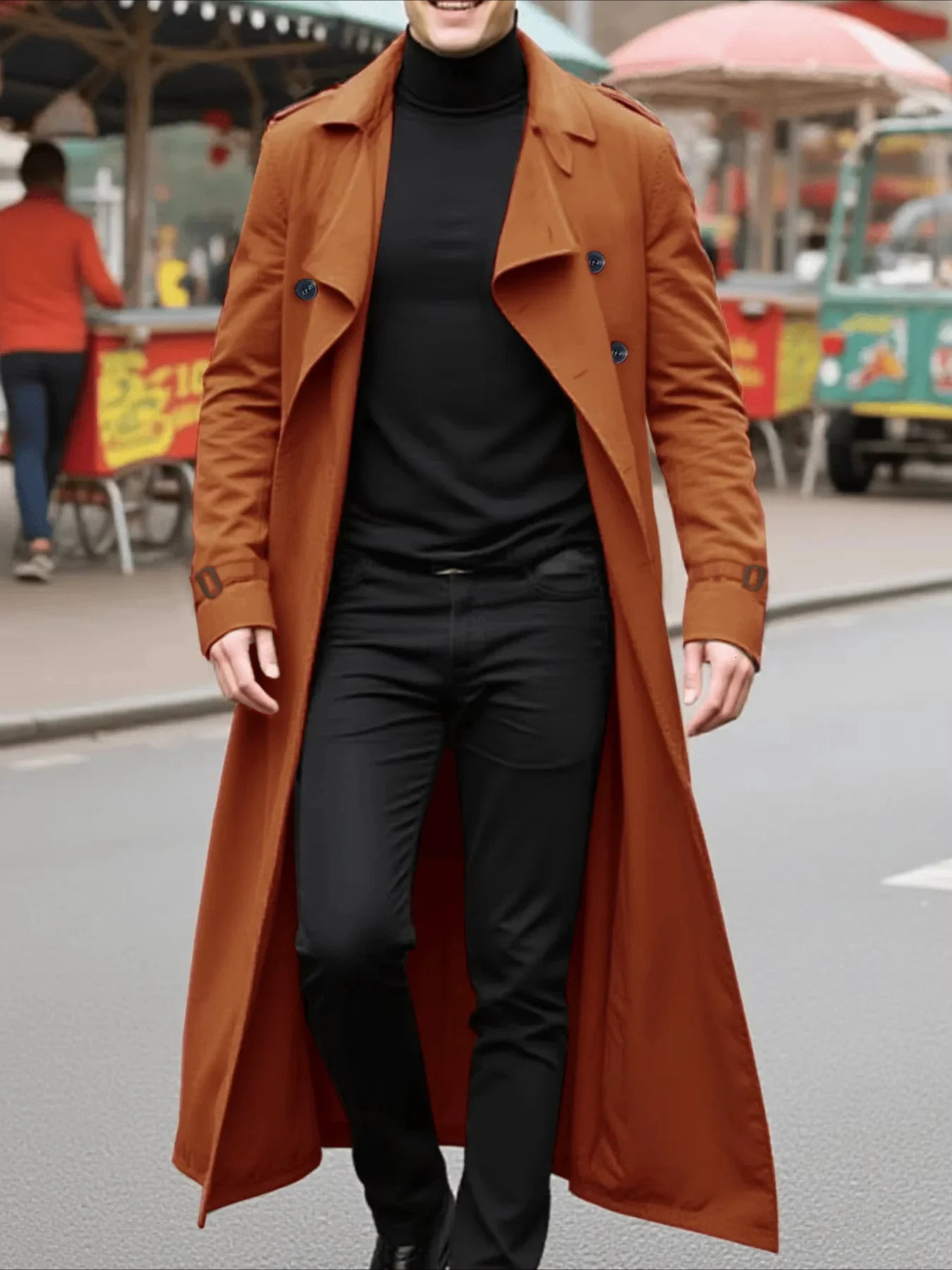 Mens Fashion Long Trench Coat For Autumn Exquisite Buttons Business Casual Style European And American XLong Trend With Belt 260302