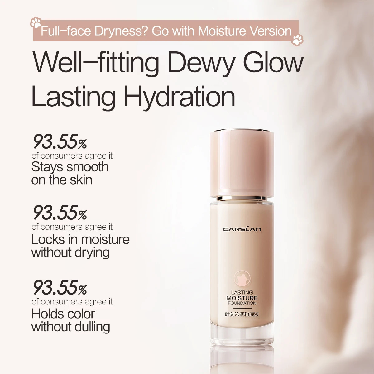 CARSLAN Long-lasting Moisture Matte Liquid Face Foundation Full Coverage Concealer Whitening Oil Control Face Base Makeup 260305