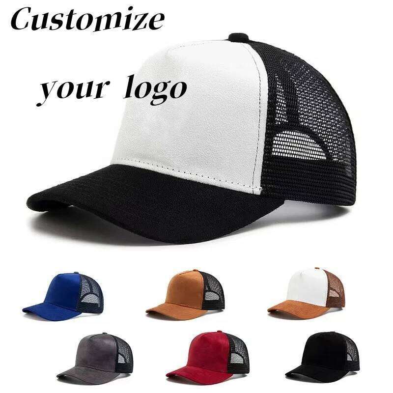 2025 Unisex 5 panel Mesh Suede Trucker Hat Custom Print Logo Men Baseball Cap Spring Summer Breathable Sports Hats Women gorros Y260304