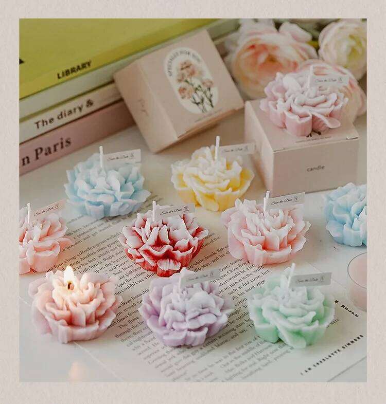Handmade Carnation Scented Aromatherapy Soy Wax Candle Birthday Candles for Wedding Party Home Decoration Photo Props W260304 W260305