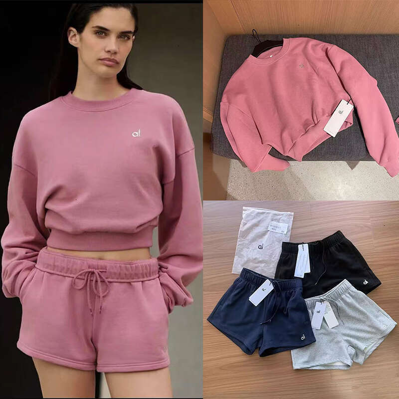 Unique Yoga Gym Set Aloismness Women Men Clothes Shorts Sweatshirt Pullover Jacket Set Fashion Designer 3D Silver Logo Aloismness Sets Women Clothes Set Men Shorts
