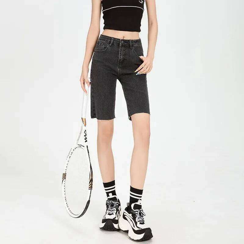 Summer Thin Washed Straight-leg Mid-length Jeans, High-waisted Denim Shorts That Are Casual, Fashionable and Versatile for Women XJ260305