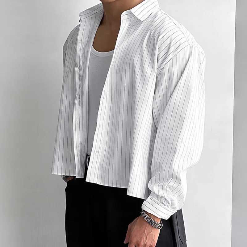 New British Retro Men Striped Shirts Trendy Loose Lapel Long Sleeve Cardigan Tops Autumn Leisure Basic Blouse S-2XL d23 M260305