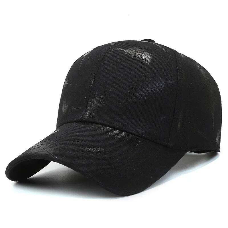 Golden feather printed youth baseball cap with adjustable outdoor casual sports sun protection and trendy duck tongue hat Y260304