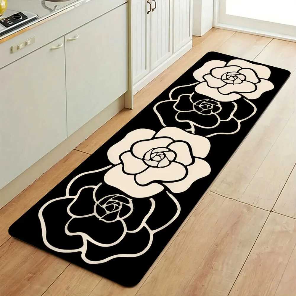 Elegant Camellia Pattern Soft Non-Slip Area Rug for Kitchen Dining Room Bedroom Home DecorT260305