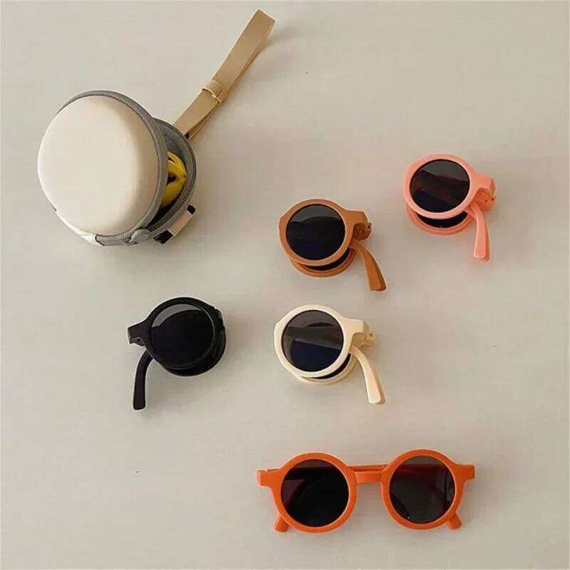 Foldable Kids Sunglasses Girls Boys Cute Round Sun Glasses Children Street Beat Eyeglasses Baby Shades Eyewears UV Protection Z260305