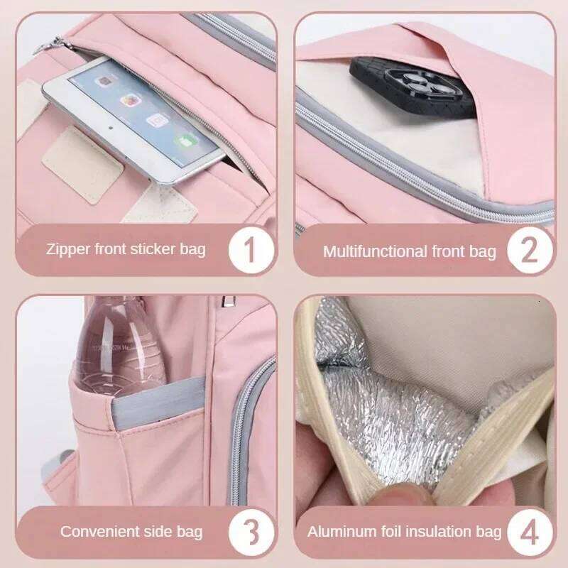 Mommy Diaper Stroller Hanging Bag Mother Large Capacity Nappy Backpacks with Changing Mat Convenient Baby Nursing Bags Z260304