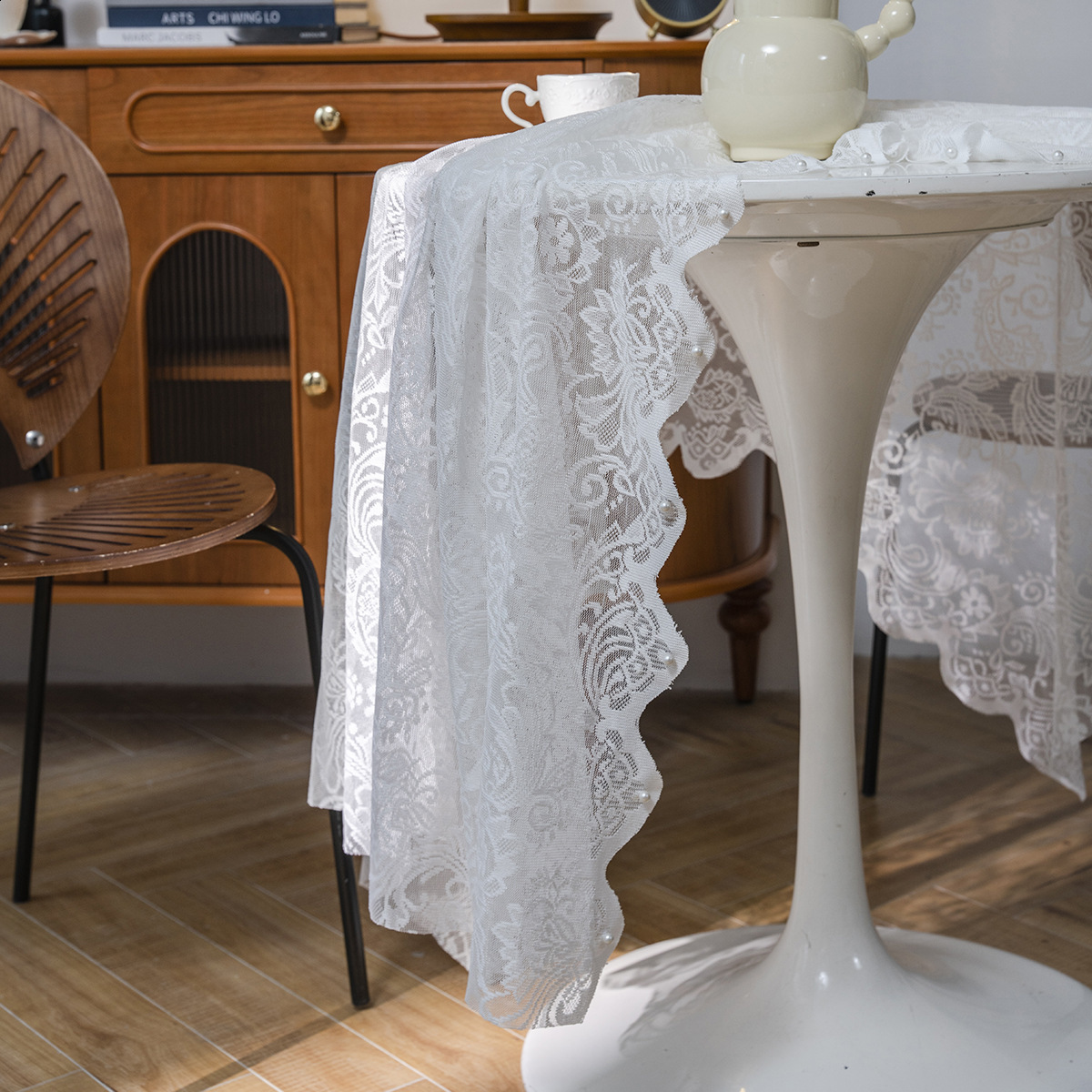 White Lace Tablecloth for Rectangular Tables Vintage Style Wedding Table Cloths for Reception Baby Shower Birthday Party 240816