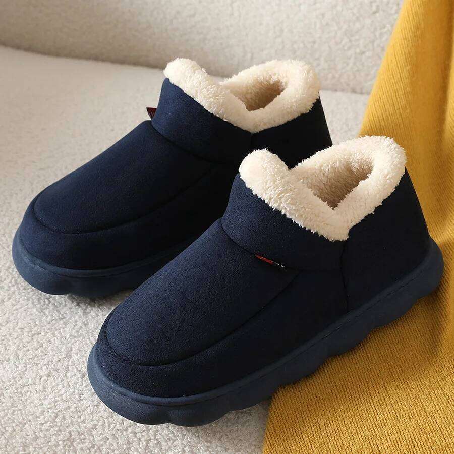 Kidmi Winter Warm Fur Outdoor Non-slip Casual Short Plush House Men Shoes Soft Fuzzy Cozy Slippers