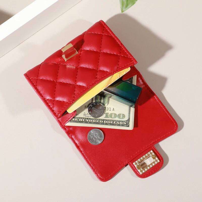 Multiple Slots Diamond Lattice Holder Women's Exquisite Short Wallet Coin Purse Large Capacity Card Cash Storage Pouch C260304