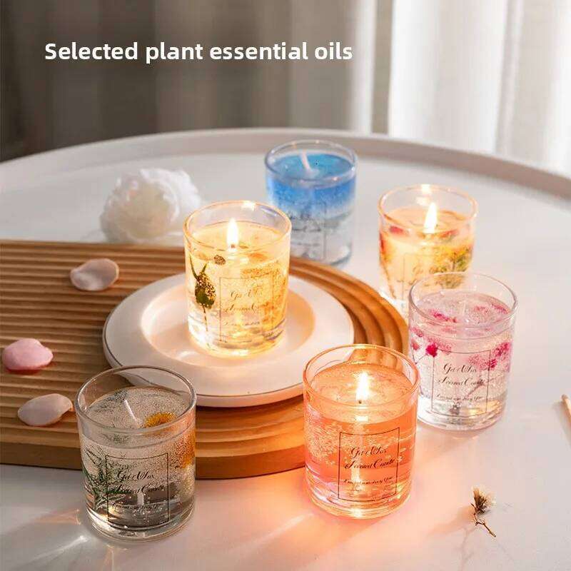 1 PCS 100g Dried Flower Seashell Scented Jelly Wax Candle for Birthday Home Aromatherapy W260304 W260305