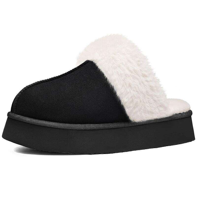 Kidmi Women's Fuzzy Platform with Fluffy Memory Foam News Thick-soled Soft Comfortable Winter Women Slippers Home Shoes