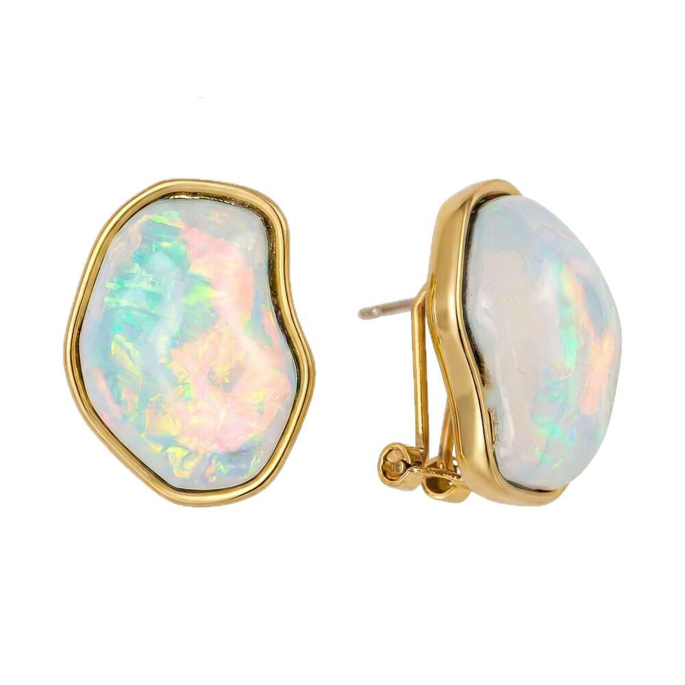 Vintage Irregular Opal Light Luxury Niche High-End Personalized Earrings Fashionable Versatile Retro Ear Accessories High-Quality