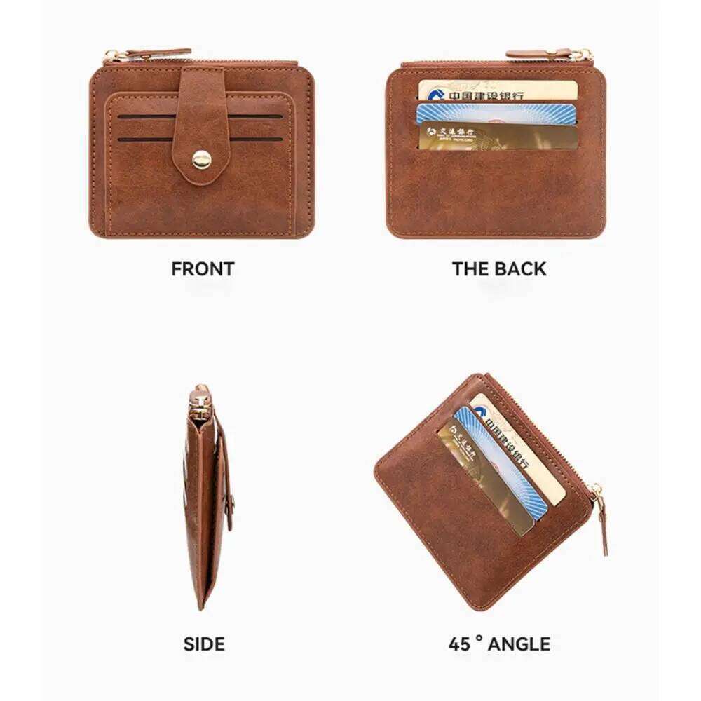 Simple PU Leather Women's Card Bag Zipper Large Capacity Men's Wallet Coin Purse for Male And Female C260304