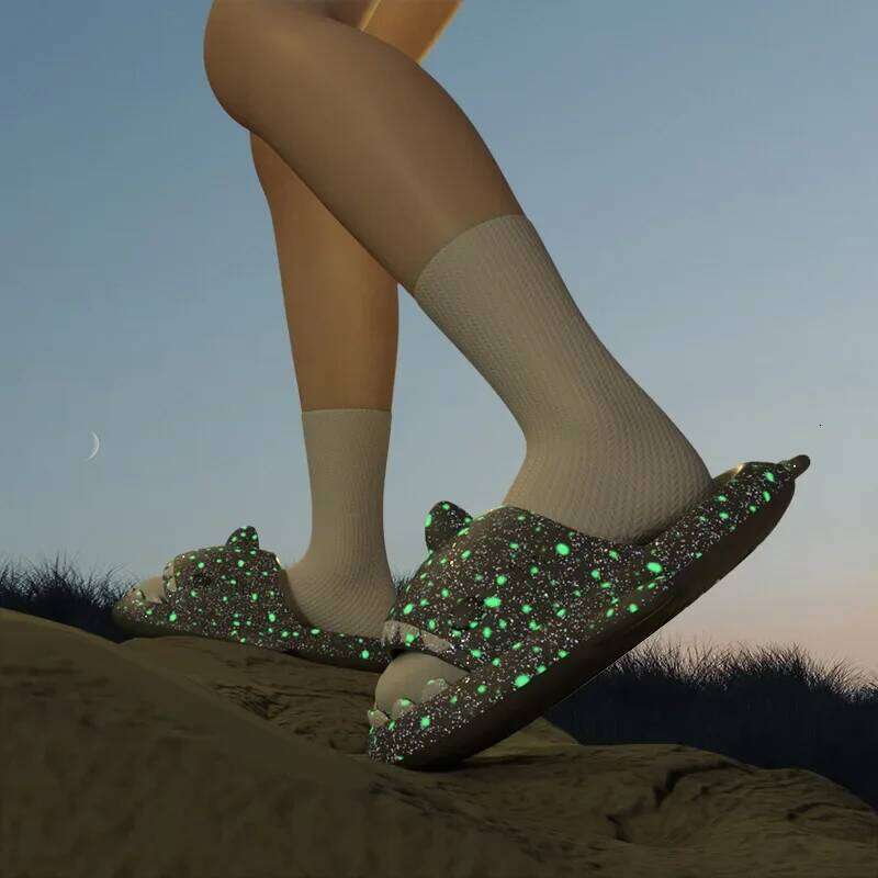 Luminous Shark Slippers Couples Fashionable Home & Beach Summer Shoes Cute Glow-in-the-Dark Cartoon Design for Men And Women