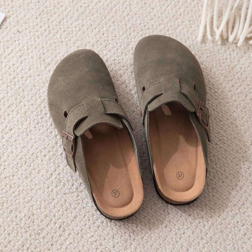 Kidmi Suede Men Slippers Classic Women Mules Outdoor Beach Sandals Nonslip Vacation Pool Clogs Slides