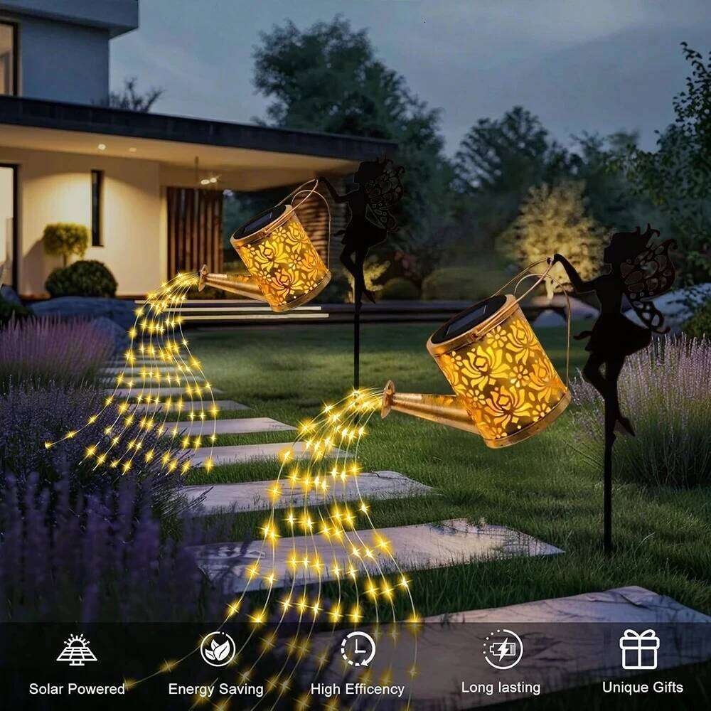 1PC Watering Can Lights Outdoor Courtyard Decorative Waterproof Hanging Solar Fairy Kettle Lamp for Garden Lawn Decor 26H0305