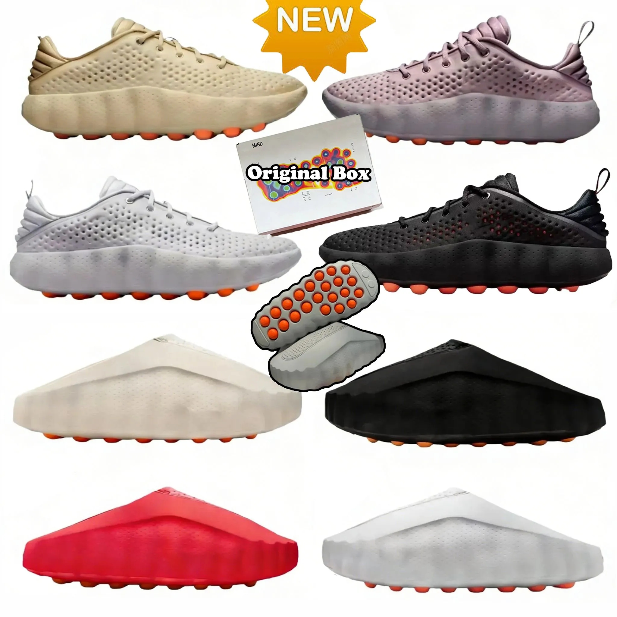 Mind 001 Slides Designer Mind 002 Shoes Men Women Sneakers Running Shoes Tech Comfortable Trainer Slippers Black Red Bone Light Smoke Grey Size 36-45