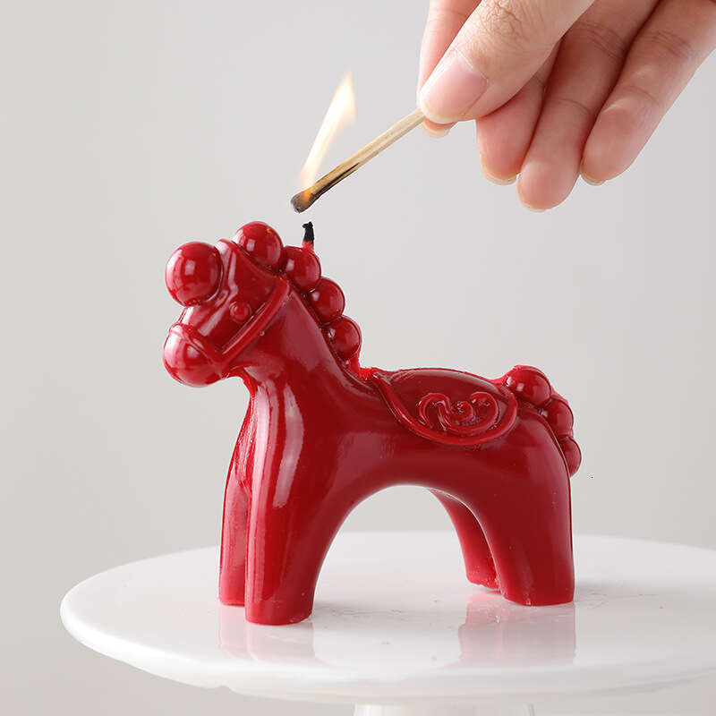 Cross-Border Rocking Horse Ornament Creative High-Value Desktop Decoration Red Horse-Shaped Aromatherapy Candle W260305