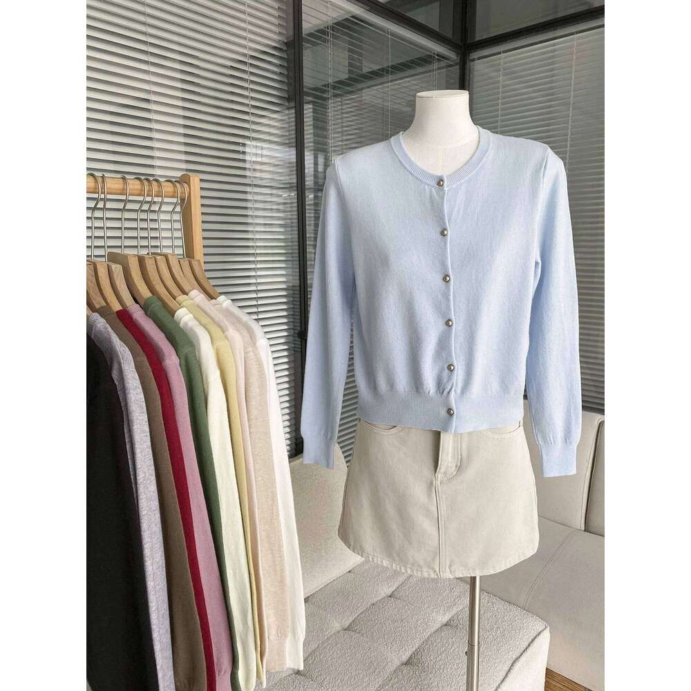 Knitted Cardigans New Long Sleeve O-Neck White Knit Sweater Cardigan Tops Sweaters Women Clothing 2025 Q705 XJ260305